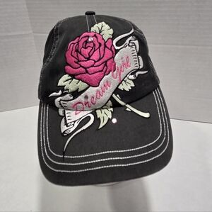 Dream Girl Rose Embroidered Y2K Snap Back Cap